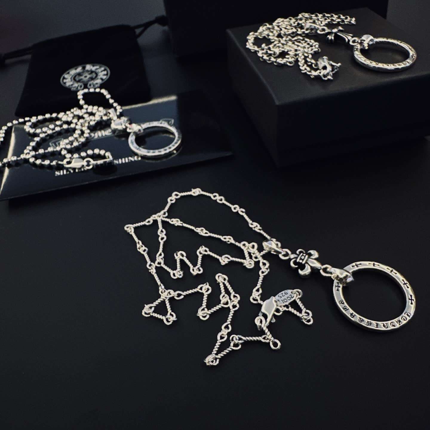 Chrome Hearts Silver Beaded Necklace